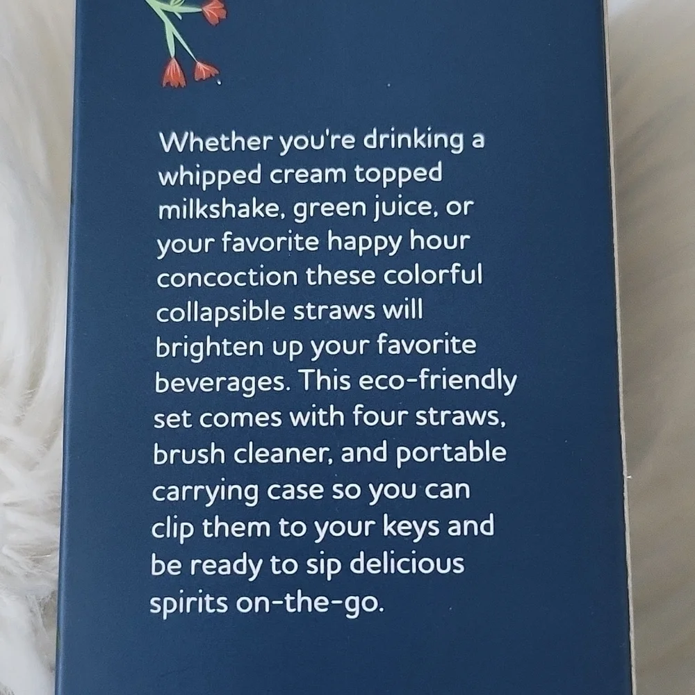 chic & tonic 4 pack of silicone straws, brush cleaner, and case NIP